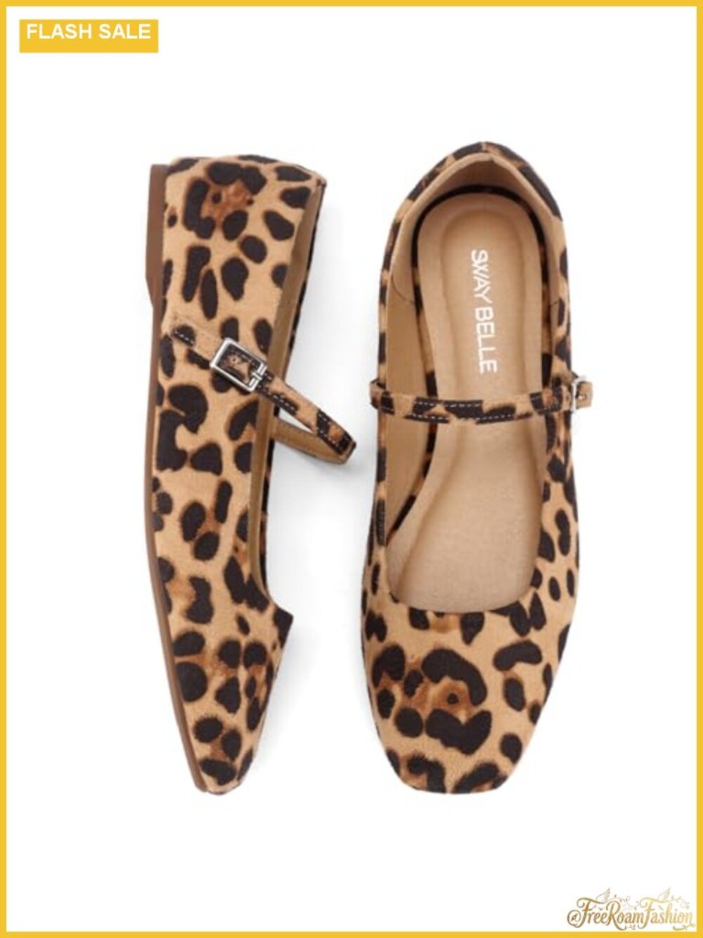 Womens Mary Jane Flats Square Closed Toe Adjustable Buckle Ballet Flats
